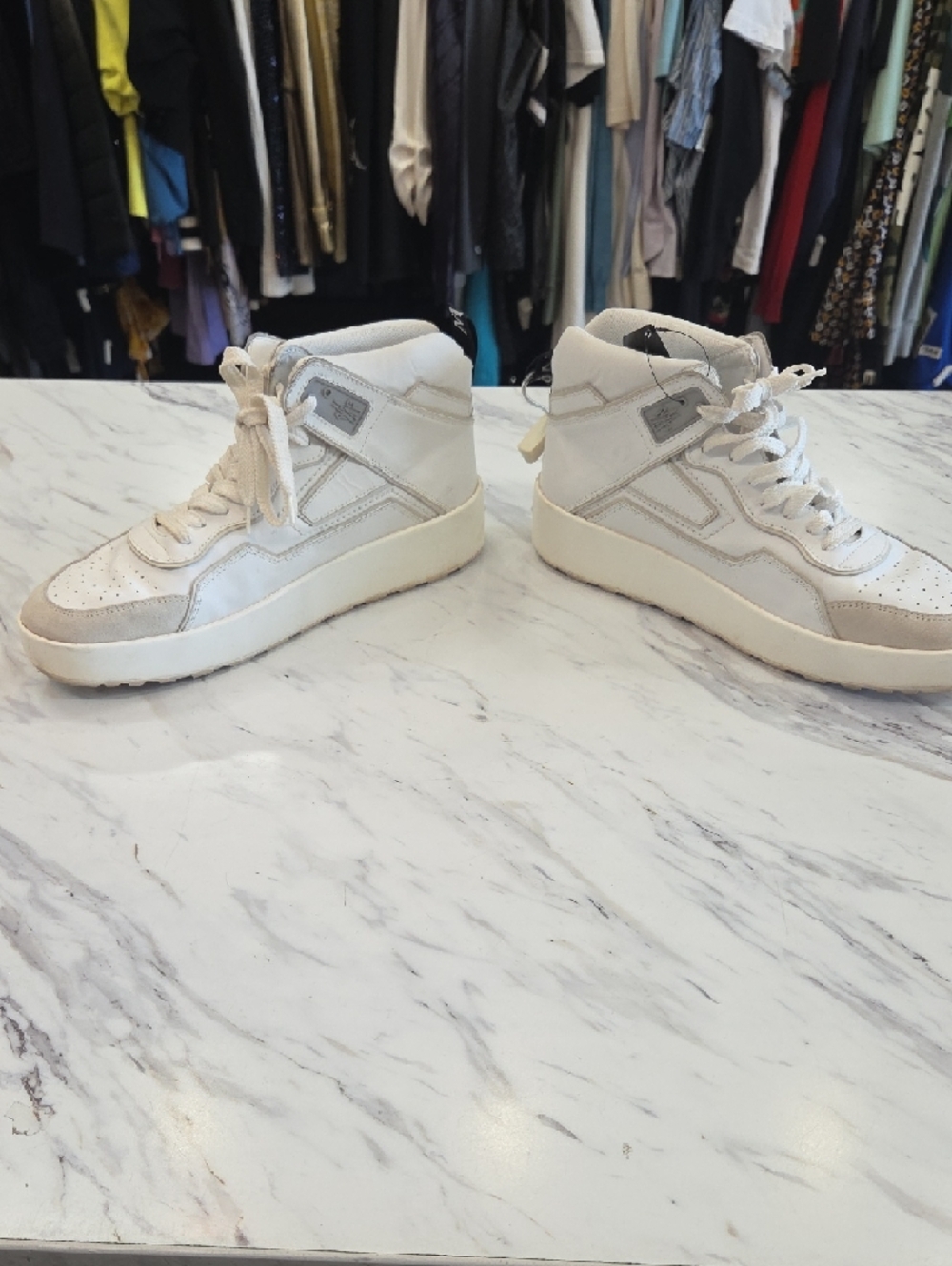 Moncler White High-Top Athletic Sneakers - Picture 3 of 15